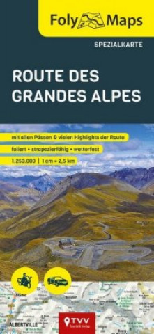 Tiskovina FolyMaps Route des Grandes Alpes 1:250 000 Spezialkarte Bikerbetten
