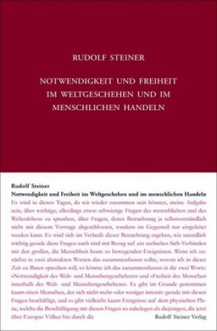 Könyv Notwendigkeit und Freiheit im Weltengeschehen und im menschlichen Handeln Rudolf Steiner