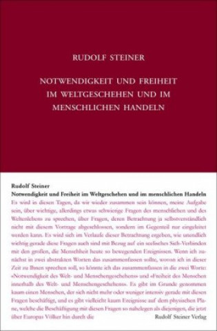 Książka Notwendigkeit und Freiheit im Weltengeschehen und im menschlichen Handeln Rudolf Steiner