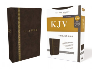 Carte KJV, Thinline Bible, Standard Print, Imitation Leather, Brown, Indexed, Red Letter Edition, Comfort Print Thomas Nelson