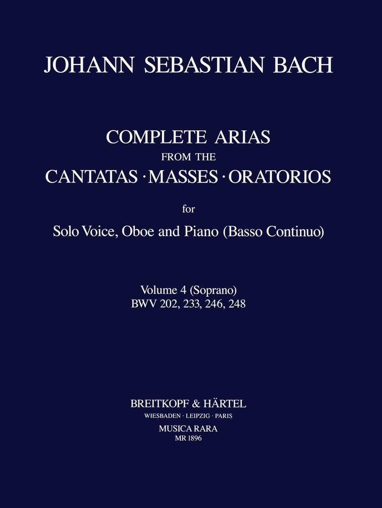 Книга COMPLETE ARIAS SOPRAN OBOE BASSO CONTINU JOHANN SEBASTI BACH