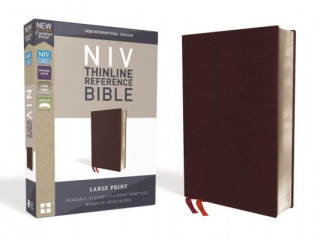 Book NIV, Thinline Reference Bible, Large Print, Bonded Leather, Burgundy, Red Letter Edition, Comfort Print Zondervan