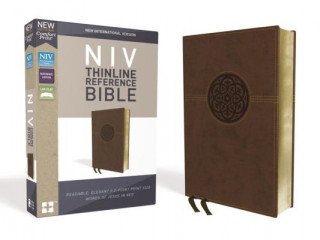 Libro NIV, Thinline Reference Bible, Imitation Leather, Brown, Red Letter Edition, Comfort Print Zondervan