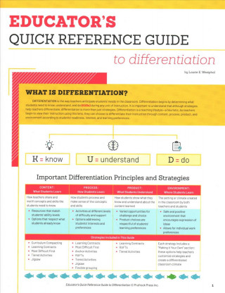 Book Educator's Quick Reference Guide to Differentiation Laurie Westphal