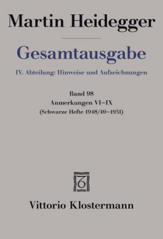 Kniha Anmerkungen VI-IX Martin Heidegger