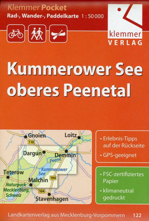 Materiale tipărite Klemmer Pocket Rad-, Wander- und Paddelkarte Kummerower See - oberes Peenetal Christian Kuhlmann