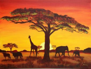 Spiel/Spielzeug Sonnenuntergang mit afrikanischen Tieren - 1.000 Teile (Puzzle) 