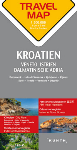 Tiskovina KUNTH TRAVELMAP Kroatien 1:300.000 