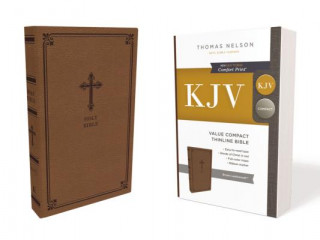 Książka KJV, Value Thinline Bible, Compact, Leathersoft, Brown, Red Letter, Comfort Print Thomas Nelson