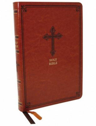 Livre KJV, Thinline Bible, Large Print, Leathersoft, Brown, Red Letter, Comfort Print Thomas Nelson