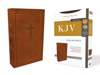 Book KJV, Thinline Bible, Leathersoft, Brown, Red Letter, Comfort Print Thomas Nelson