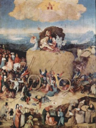 Joc / Jucărie Hieronymus Bosch - Heuwagen, Triptychon, Mitteltafel: Der Heuwagen - 500 Teile (Puzzle) 