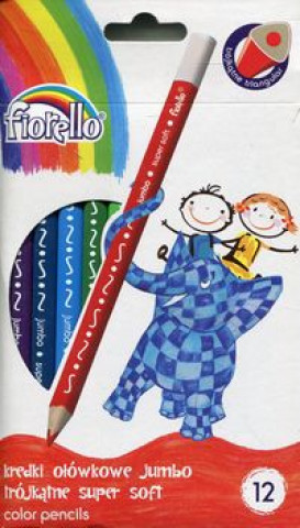 Articole de papetărie Fiorello Kredki ołówkowe Jumbo trójkątne super soft 12 kolorów 