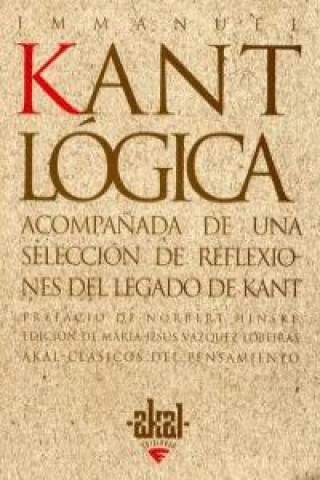 Kniha Lógica, manual de lecciones IMMANUEL KANT
