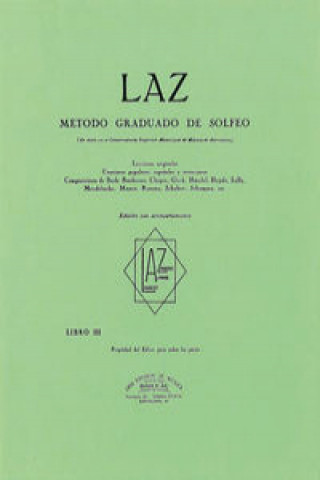 Könyv Laz:método de solfeo 3º acompañamiento LAMBERT