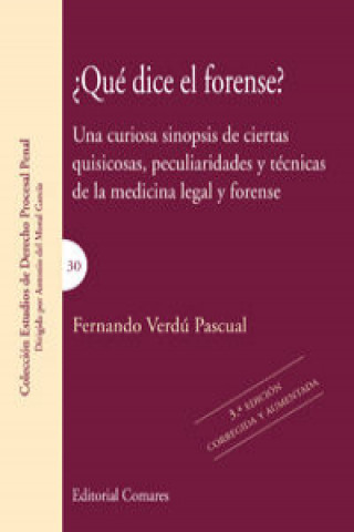 Könyv ¿Qué dice el forense? FERNANDO VERDU PASCUAL