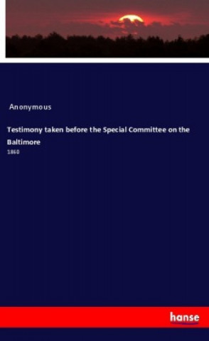 Book Testimony taken before the Special Committee on the Baltimore Anonym