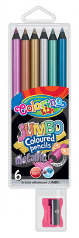Könyv pastelky metalické JUMBO s ořezávátkem 6 barev 