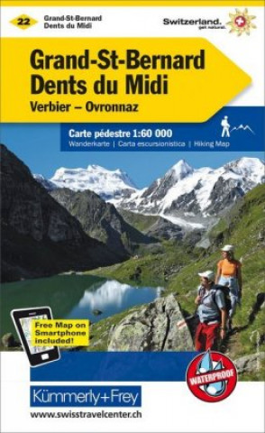 Prasa Grand-St-Bernard - Dents du Midi, Verbiez, Ovronnaz Wanderkarte 