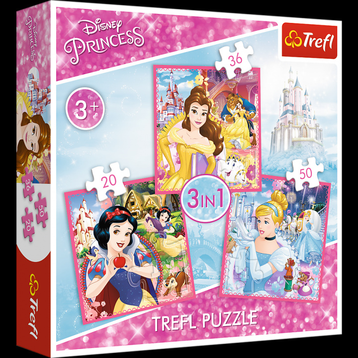 Játék Puzzle Disney princezny Kouzelný svět 3v1 