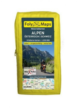 Tiskovina FolyMaps Motorradkarten Alpen Österreich Schweiz 1 : 250 000 Bikerbetten - TVV Touristik Verlag GmbH