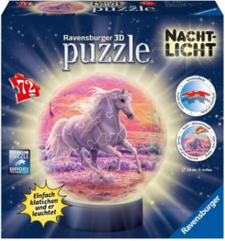 Joc / Jucărie Pferde am Strand, Nachtlicht 3D Puzzle-Ball 72 Teile 