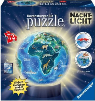 Hra/Hračka Erde im Nachtdesign, Nachtlicht 3D Puzzle-Ball 72 Teile 