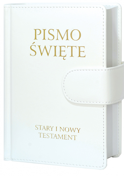 Book Pismo Święte Stary i Nowy Testament B5 białe skóropodobne z zapięciem na magnes 