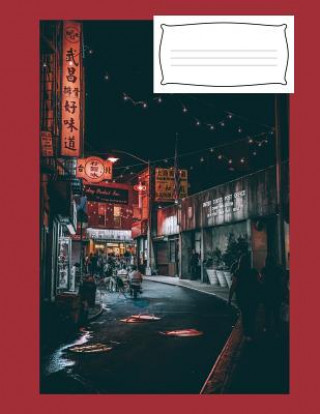 Book Music Manuscript: Exotic Dark Asian City Street Ink Knight