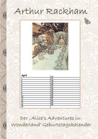 Kniha 'Alice's Adventures in Wonderland' Geburtstagskalender Arthur Rackham