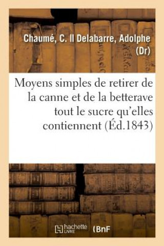 Kniha Moyens Simples de Retirer de la Canne Et de la Betterave Tout Le Sucre Qu'elles Contiennent Chaume-C