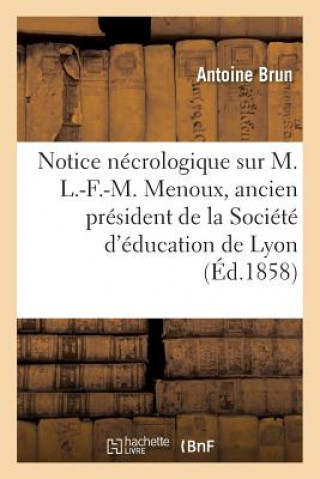 Carte Notice Necrologique Sur M. L.-F.-M. Menoux, Ancien President de la Societe d'Education de Lyon BRUN-A