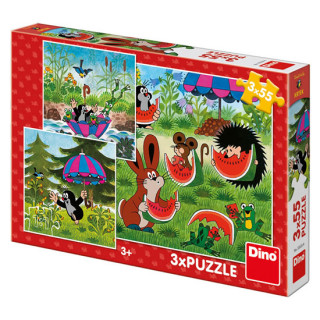 Gra/Zabawka Puzzle 3x55 Krteček a paraplíčko 