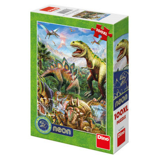 Joc / Jucărie Puzzle 100XL Svět dinosaurů neon 
