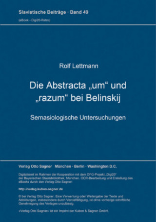 Kniha Die Abstracta "um" und "razum" bei Belinskij Rolf Lettmann