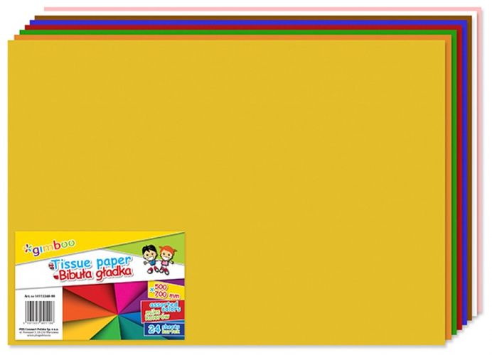 Kniha Bibuła gładka GIMBOO w składkach 24 arkusze mix kolorów 
