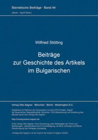 Książka Beitraege zur Geschichte des Artikels im Bulgarischen Wilfried Stölting