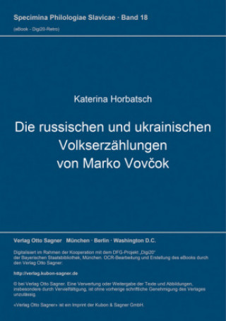 Kniha Die russischen und ukrainischen Volkserzaehlungen von Marko Vovcok Katerina Horbatsch