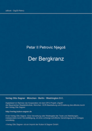 Kniha Der Bergkranz Petar Petrovic Njegos