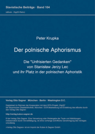 Kniha Der polnische Aphorismus Peter Krupka