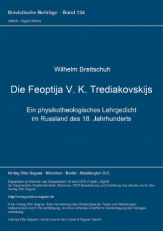 Könyv Die Feoptija V. K. Trediakovskijs Wilhelm Breitschuh