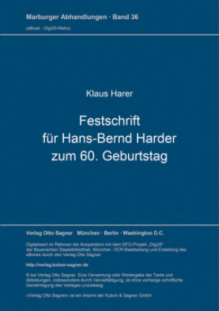 Książka Festschrift fuer Hans-Bernd Harder zum 60. Geburtstag Klaus Harer