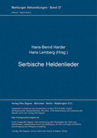 Carte Serbische Heldenlieder Hans-Bernd Harder