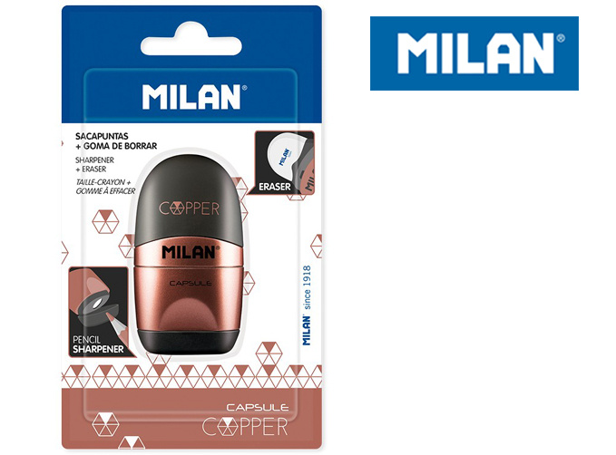 Artykuły papiernicze Temperówka + gumka Milan Capsule Cooper czarna 