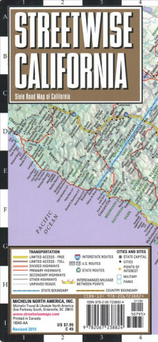 Tiskovina Streetwise Map California - Laminated City Center Street Map of California 