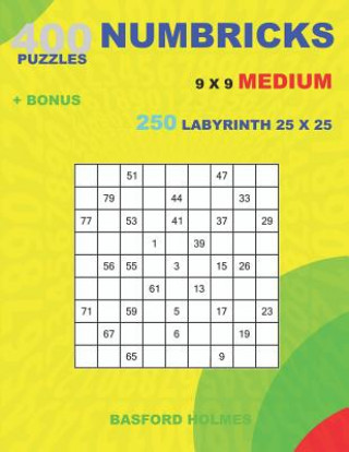 Carte 400 NUMBRICKS puzzles 9 x 9 MEDIUM + BONUS 250 LABYRINTH 25 x 25: Sudoku with MEDIUM levels puzzles and a Labyrinth very hard levels Basford Holmes