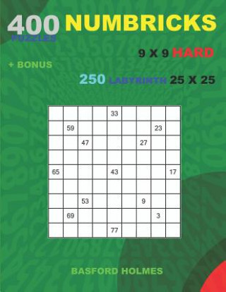 Carte 400 NUMBRICKS puzzles 9 x 9 HARD + BONUS 250 LABYRINTH 25 x 25: Sudoku with HARD levels puzzles and a Labyrinth very hard levels Basford Holmes