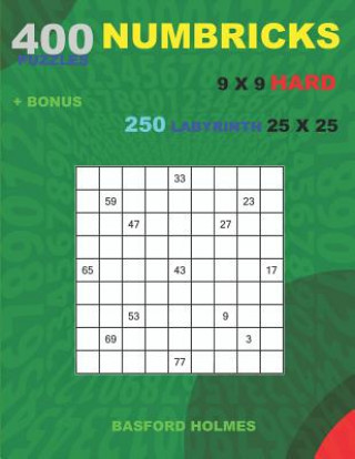 Buch 400 NUMBRICKS puzzles 9 x 9 HARD + BONUS 250 LABYRINTH 25 x 25: Sudoku with HARD levels puzzles and a Labyrinth very hard levels Basford Holmes