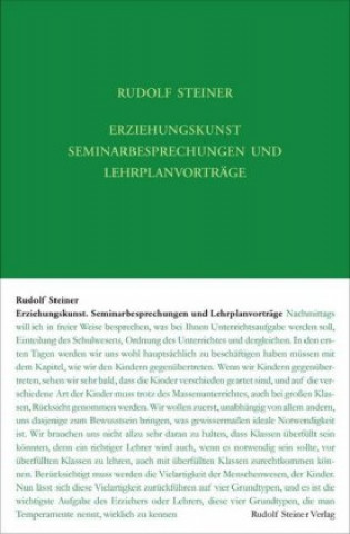 Kniha Erziehungskunst. Seminarbesprechungen und Lehrplanvorträge Rudolf Steiner