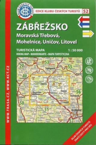 Drucksachen KČT 52 Zábřežsko - Moravská Třebová, Mohelnice, Uničov, Litovel 1:50 000 